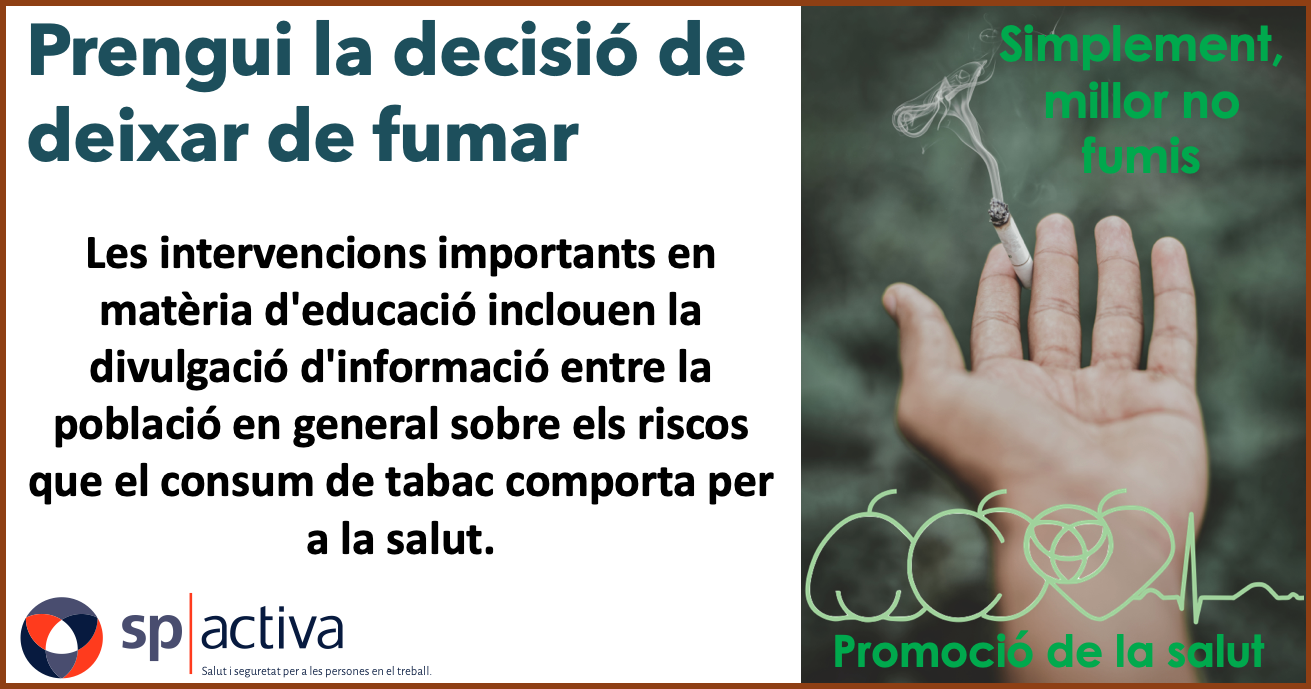 El consum de tabac continua sent perjudicial