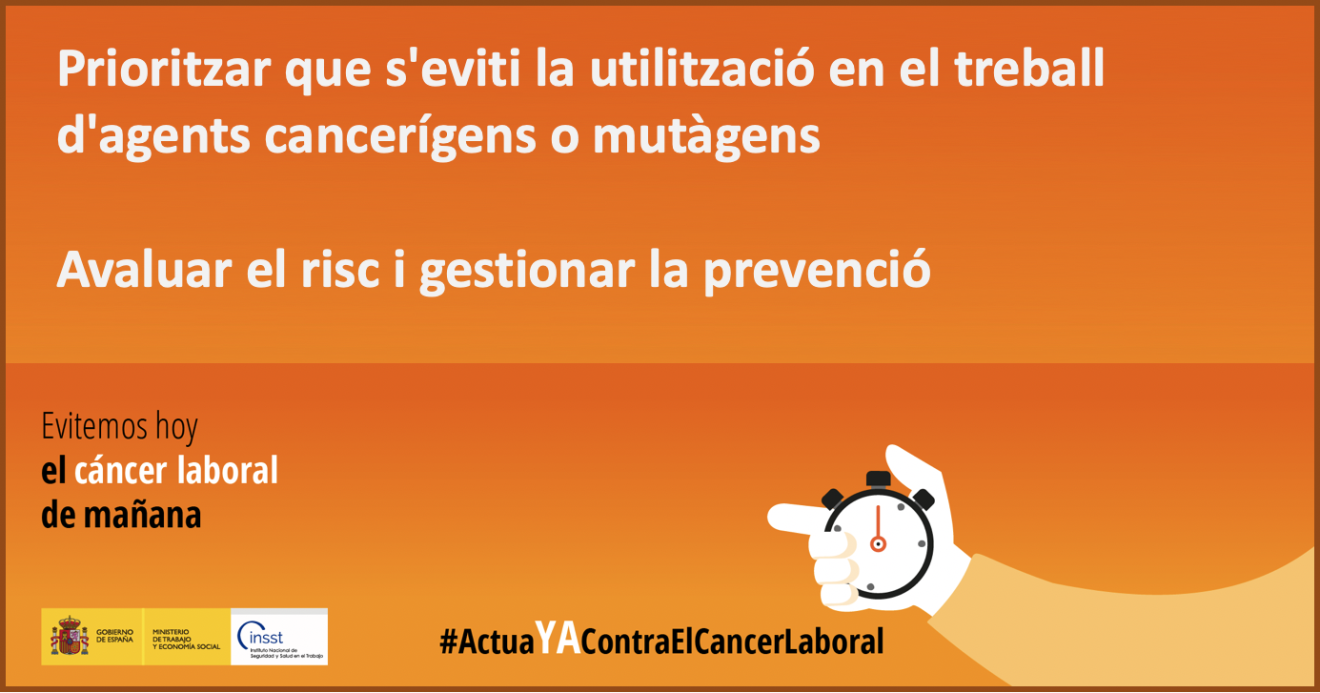 Campanya de l'INSST per sensibilitzar sobre la importància d'evitar l'exposició a substàncies químiques cancerígenes o mutàgenes a la feina.