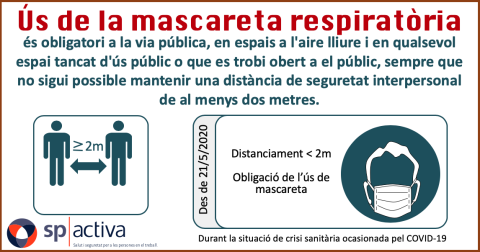 L'ús de mascareta és obligatori a la via pública - distanciament 